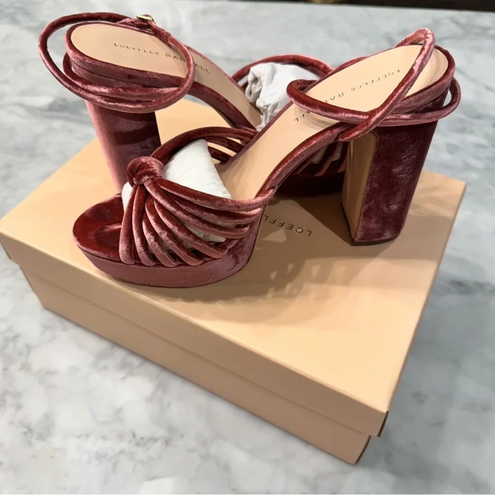 Loeffler Randall Rivka Velvet Burgundy Knot Platform Sandal - Picture 7 of 10